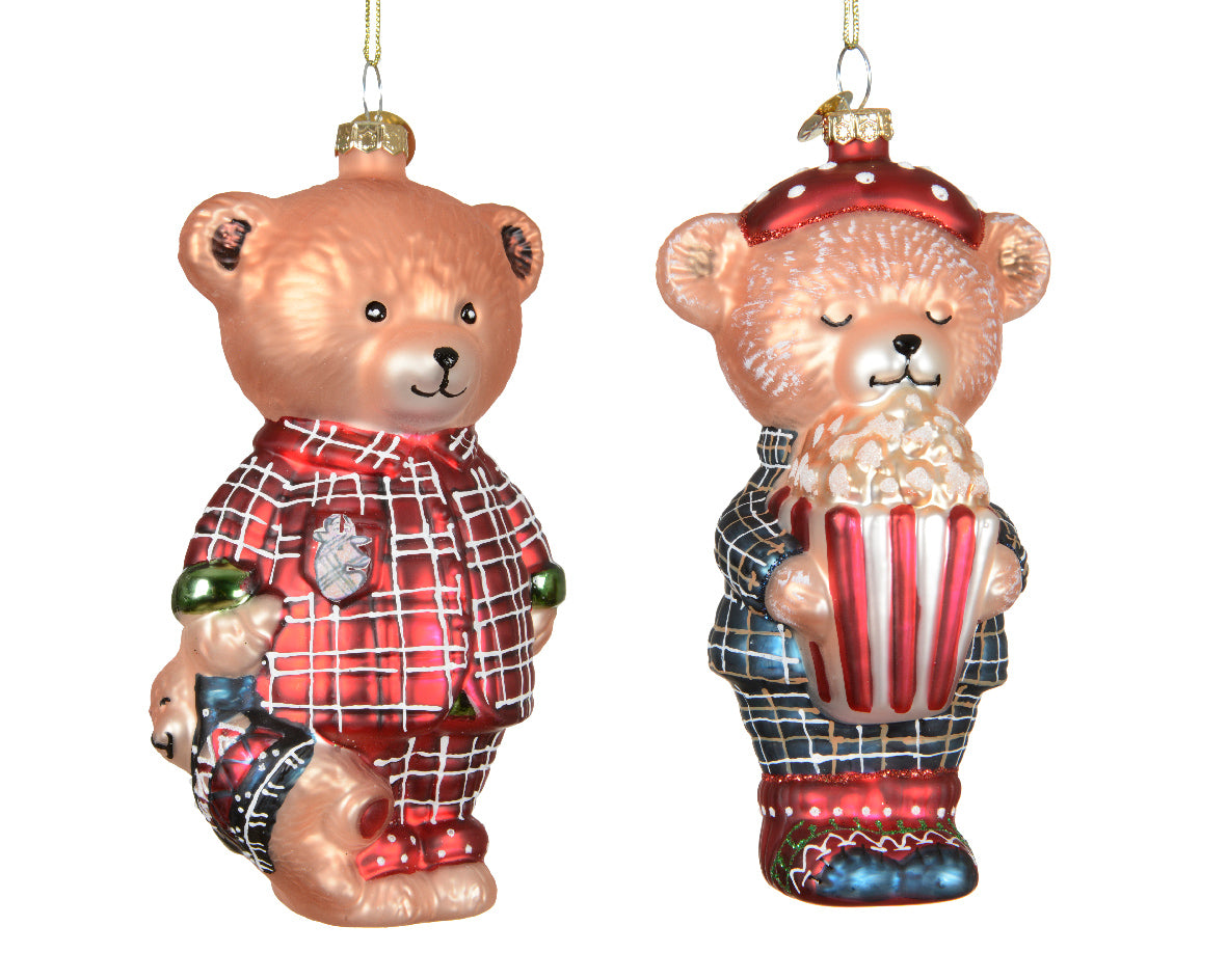 Orso Lucido Marrone decorazione natalizia appendibile H13cm