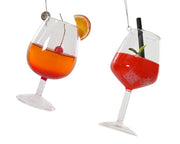 Drink decorazione natalizia appendibile modello assortito Rosso/Arancione H14cm