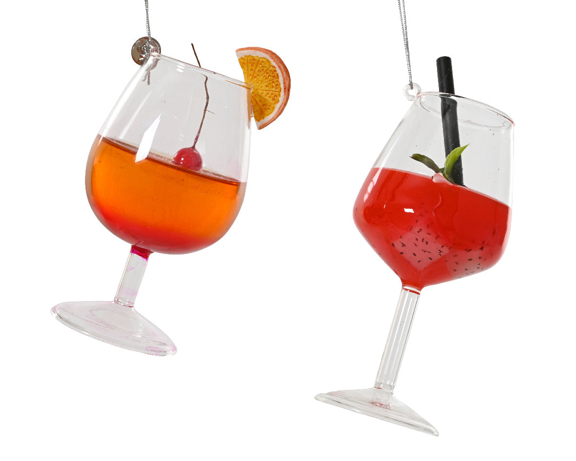 Drink decorazione natalizia appendibile modello assortito Rosso/Arancione H14cm