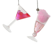 Cocktail con Zucchero Filato Rosa decorazione natalizia appendibile modello assortito H13cm
