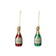Pendente Bottiglia di Champagne 5x5x13.5 cm Verde/Rosso Modello Assortito
