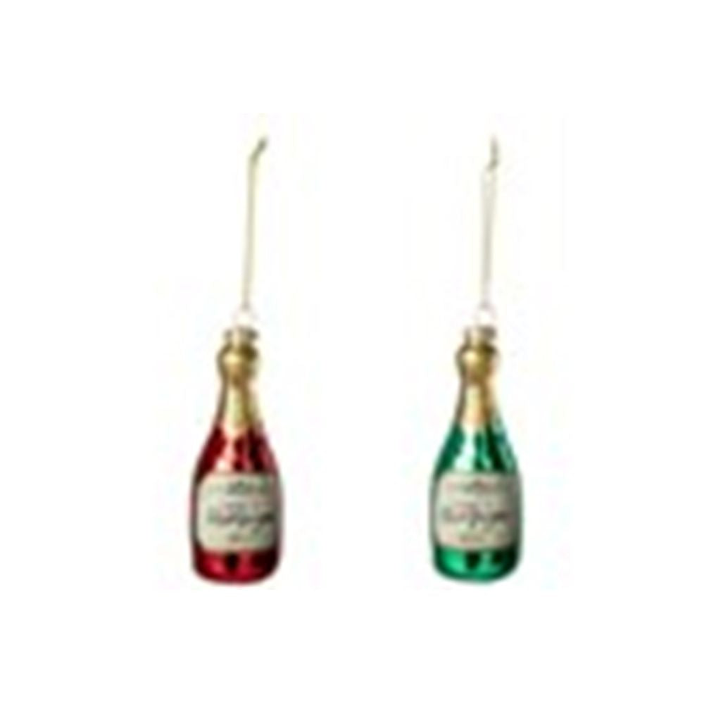Pendente Bottiglia di Champagne 5x5x13.5 cm Verde/Rosso Modello Assortito