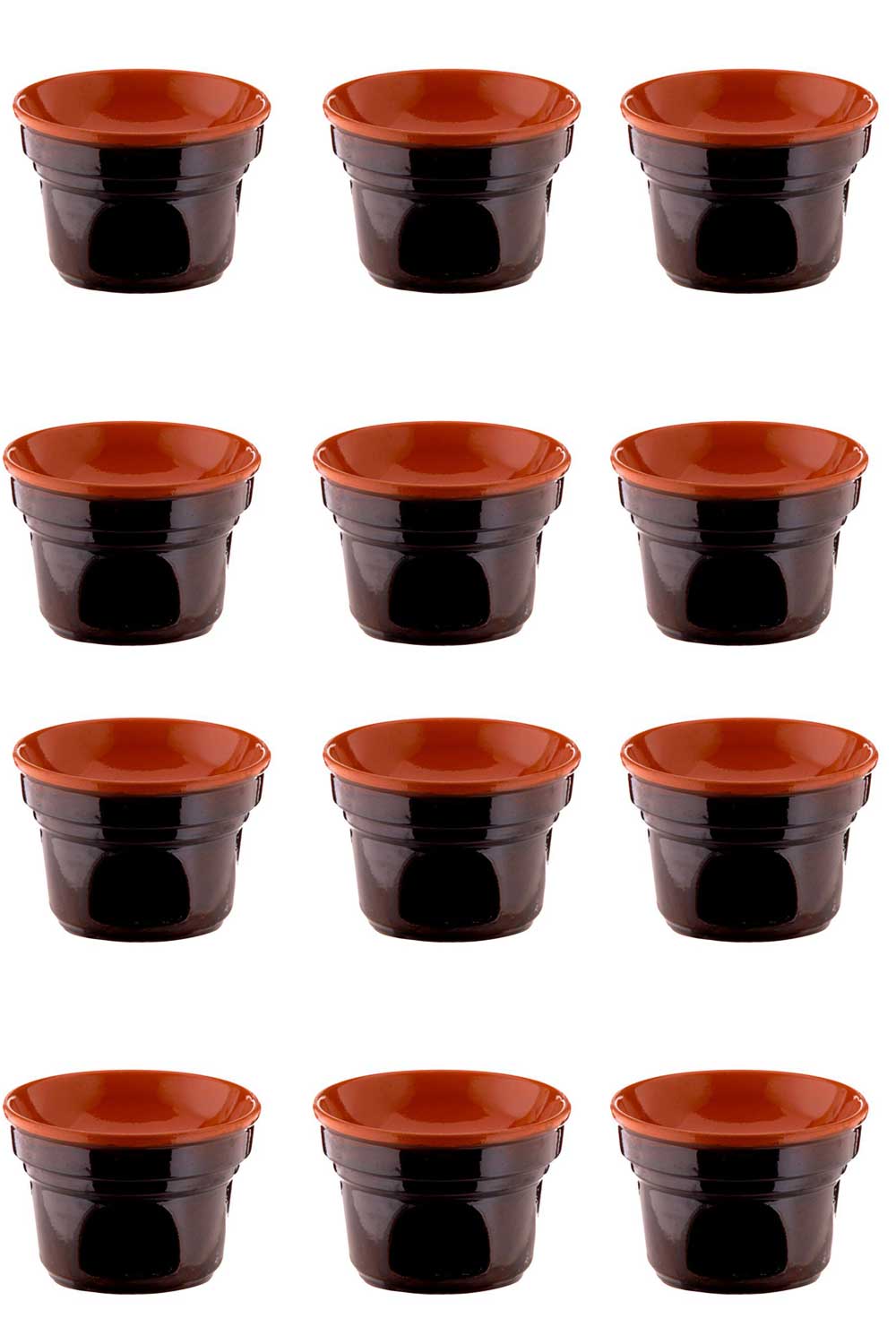 OFFERTA 12 FORNELLINI BAGNA CAUDA  CM 14 BRUNA TERRE D'UMBRIA + 50 CANDELE T-LIGHT IN OMAGGIO