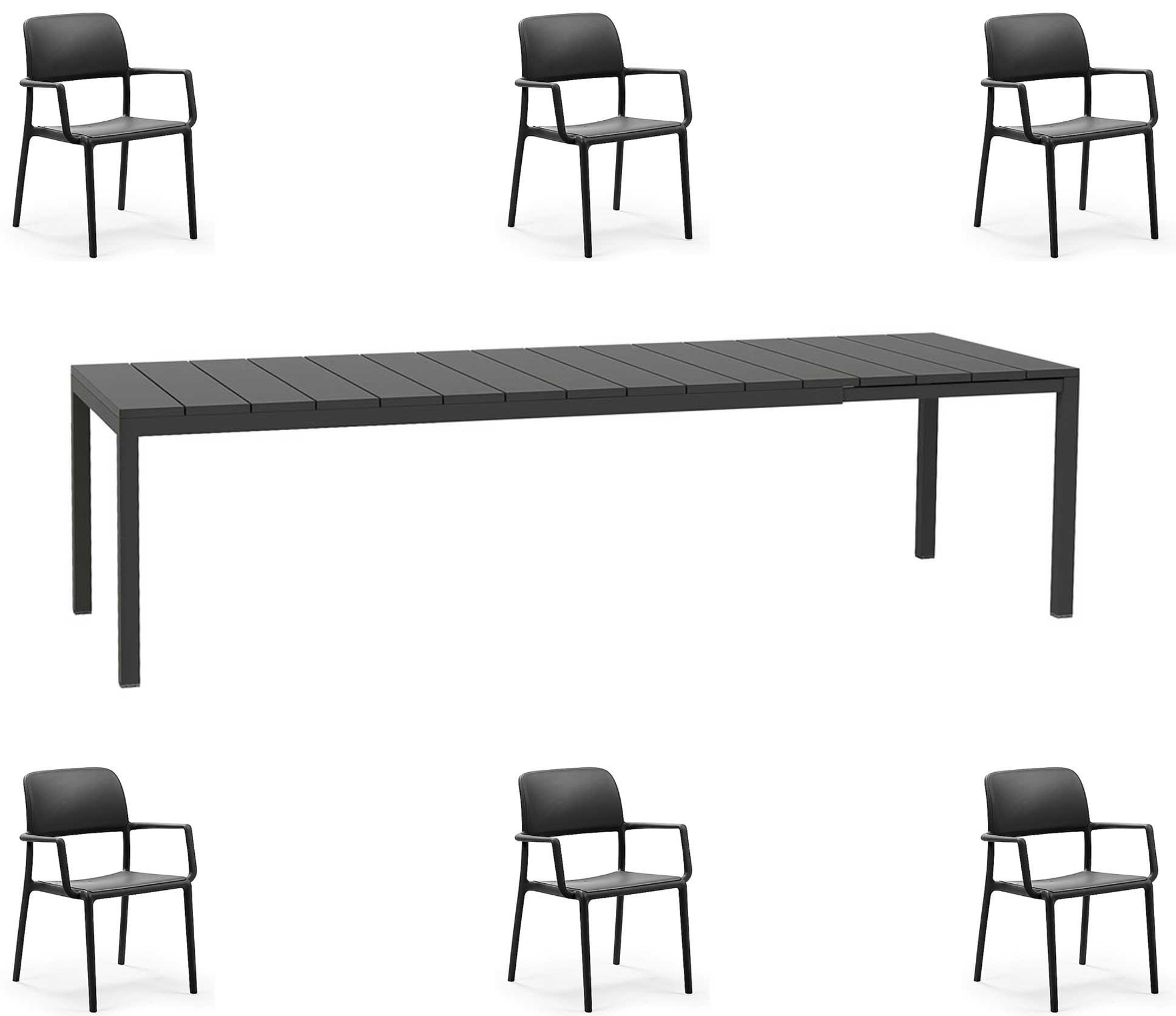ANGEBOT: AUSZIEHBARER RIO-TISCH 210/280 CM + 6 RIVA-SESSEL IN IHRER FARBWAHL