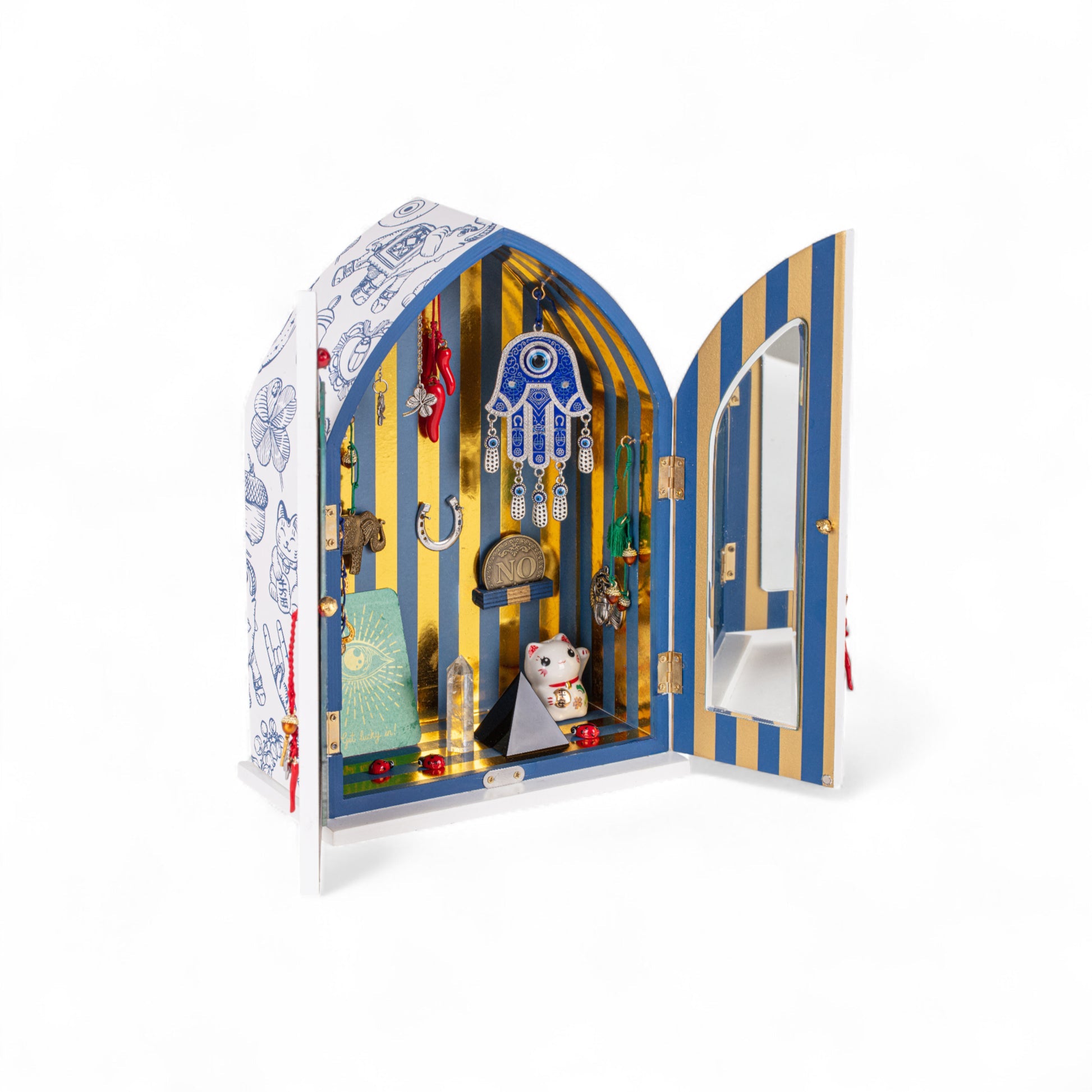 Lucky Temple 22x12 H 31,5 cm Blu e Oro SELETTI
