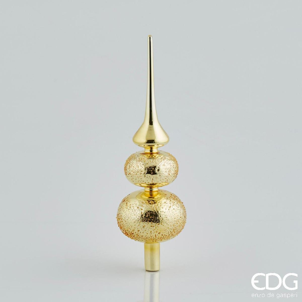 PUNTALE IN VETRO CON DUE SFERE, H35CM, ORO