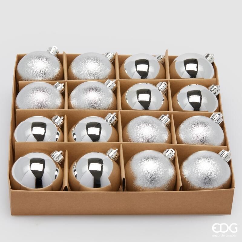 Confezione 16 Palline di natale D.6 Argento
