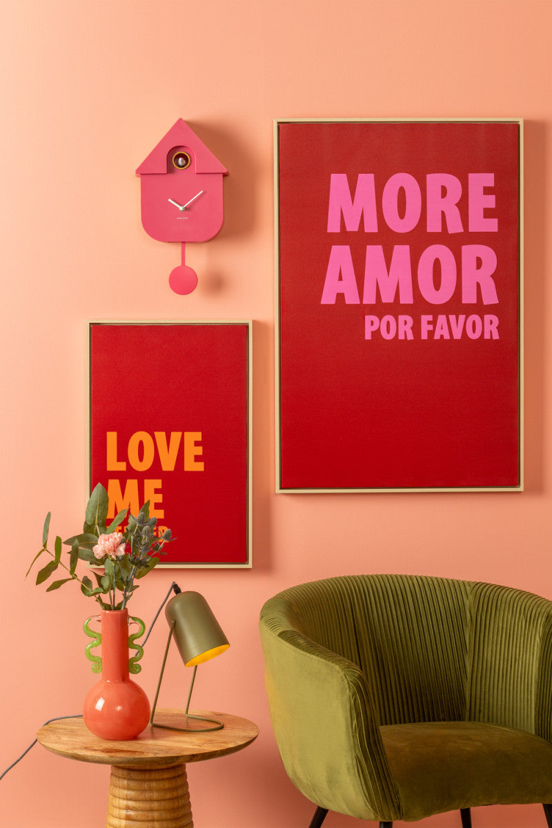 Orologio da Parete Modern Cuckoo 21,5x41x8,5cm Rosa Acceso Karlsson