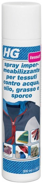HG SPRAY IMPERMEABILIZZANTE PER TESSUTI CONTRO ACQUA OLIO GRASSO E SPORCO 300ML