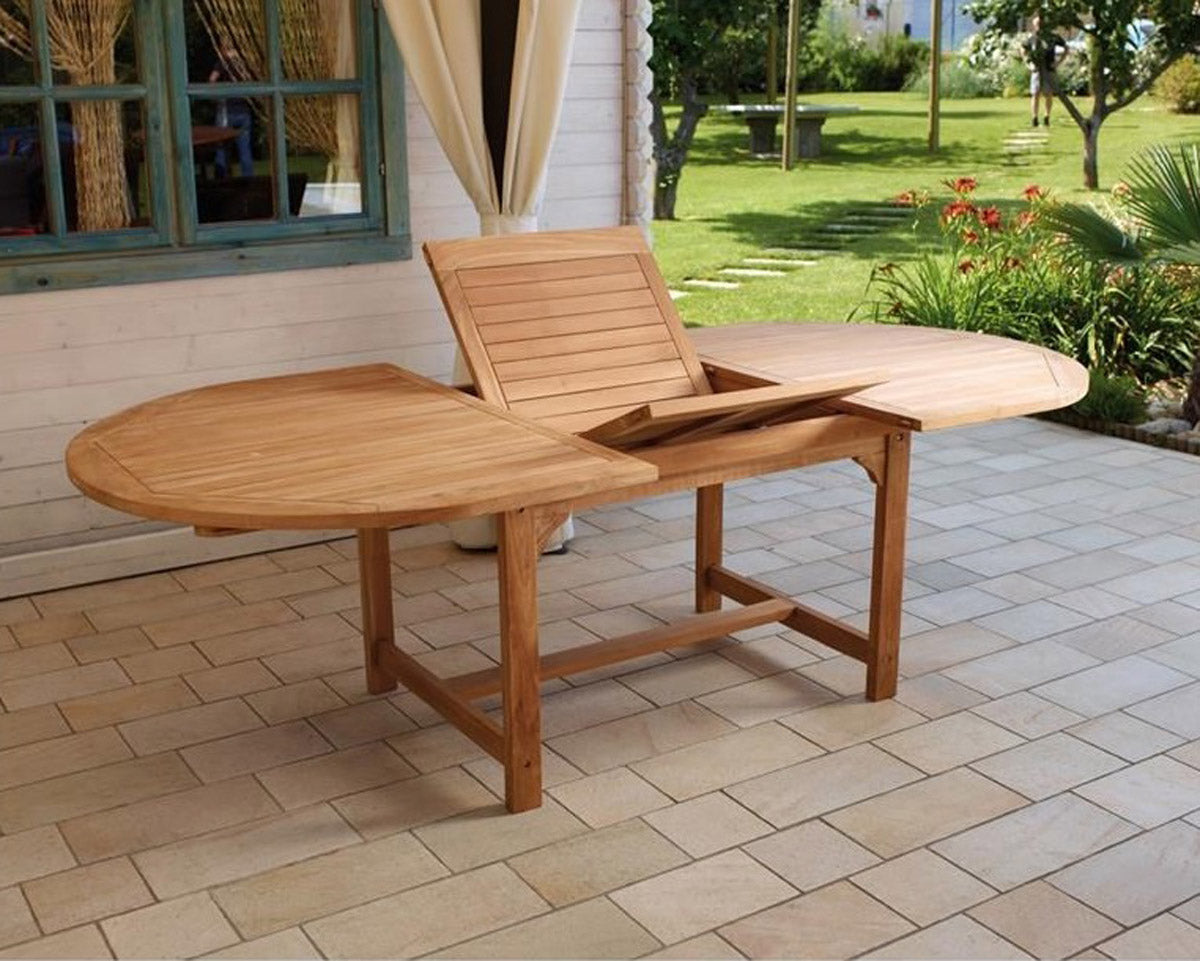 TAVOLO ALICUDI OVALE IN TEAK ALLUNGABILE 180/240X120CM