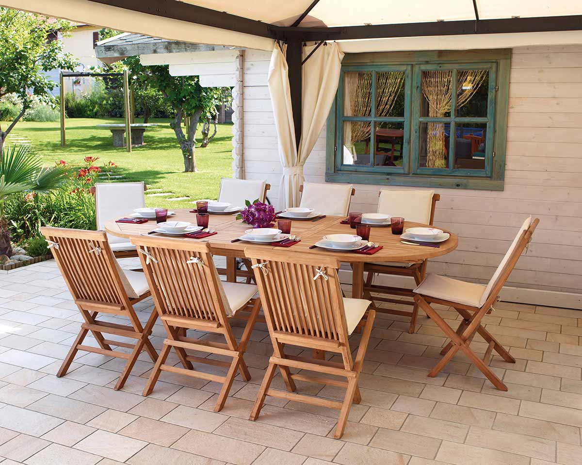TAVOLO ALICUDI OVALE IN TEAK ALLUNGABILE 180/240X120CM