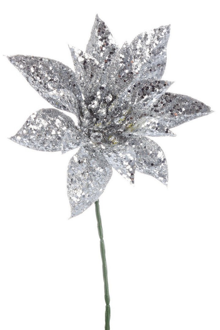 PICK POINSETTIA ARGENTO H22,5CM