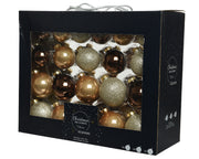 SET 42PZ PALLINE DI NATALE IN VETRO MARRONE LUCIDO/OPACO/GLITTER MISURE ASSORTITE