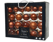 SET 42PZ PALLINE DI NATALE IN VETRO MARRONE TERRA MISURE ASSORTITE