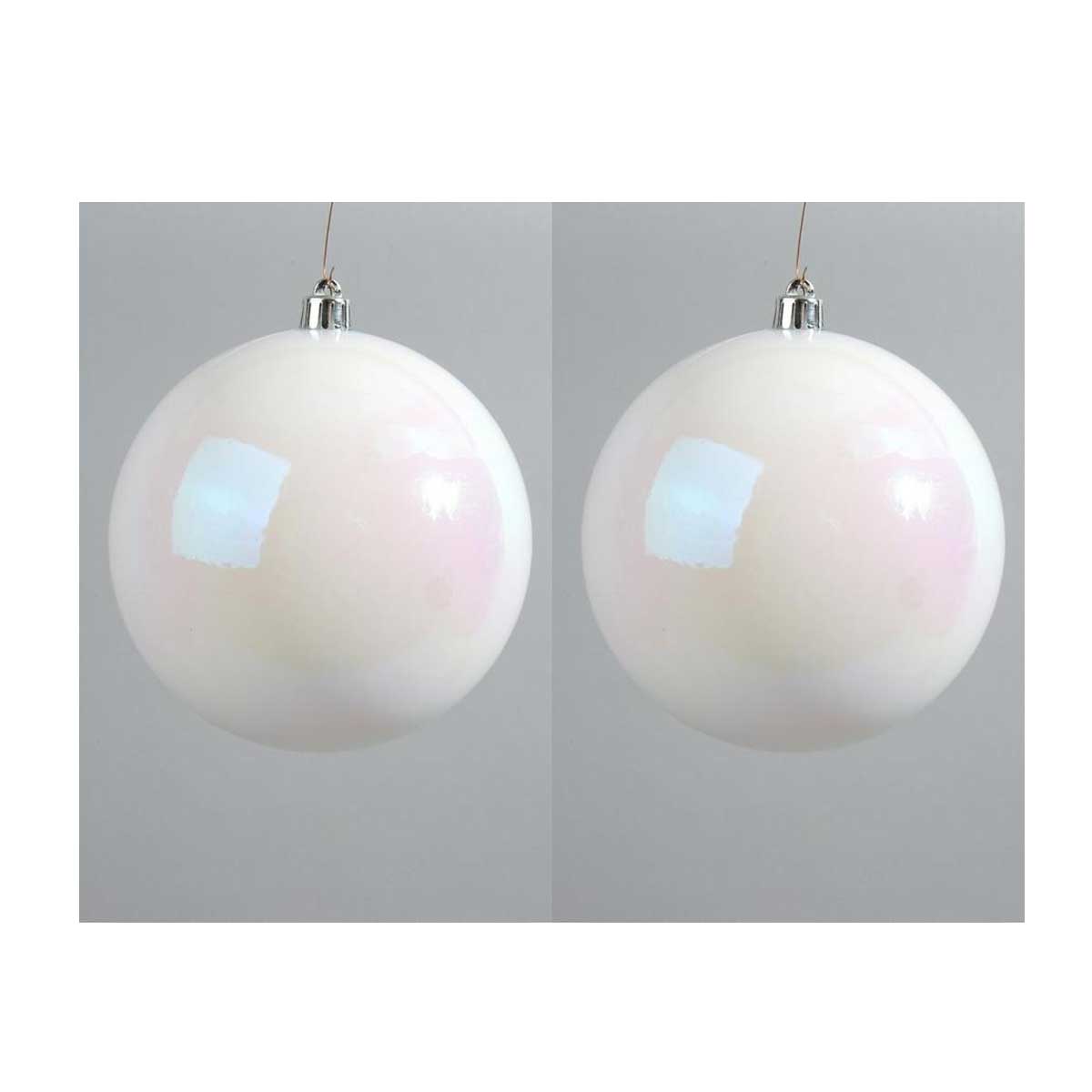 OFFERTA 2 PALLINE DI NATALE BIANCO IRIS LUCIDO 14CM