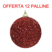 OFFERTA 12 PALLINE DI NATALE GLITTER 8 CM ROSSO