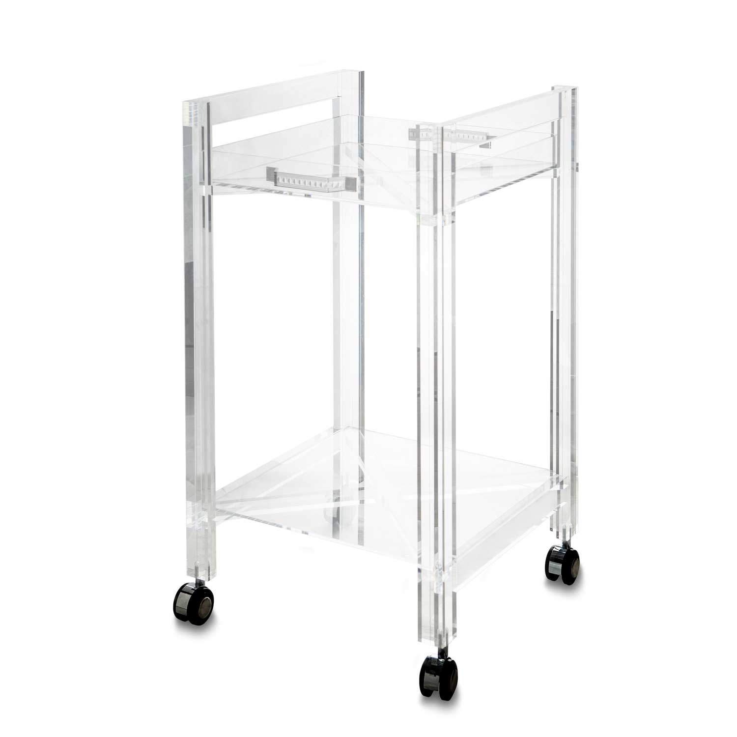 CARRELLO QUADRATO TRASPARENTE 44X44X76 CM CON RUOTE