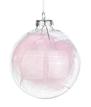 PALLINA IN VETRO CON PIUMA ROSA Ø10CM