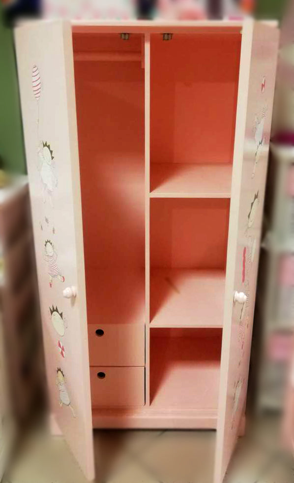 MOBILE ADA IN LEGNO CON 2 ANTE 60X39X122 CM ROSA E AZZURRO A SCELTA
