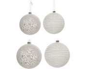 OFFERTA 4 PALLINE DI NATALE GHIACCIO DECORATE 8 CM