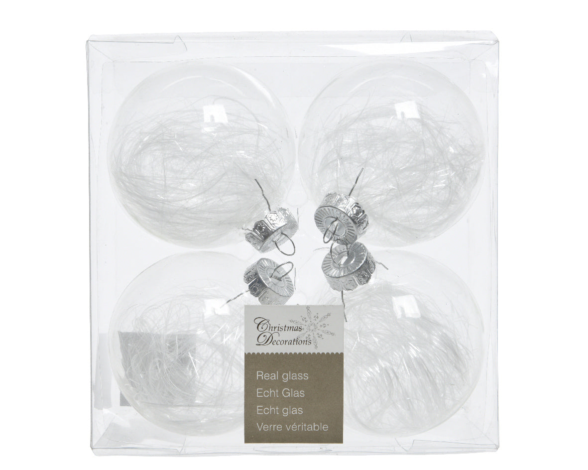 SET 4PZ PALLINE DI NATALE IRIS/TRASPARENTE DIAMETRO 7 CM