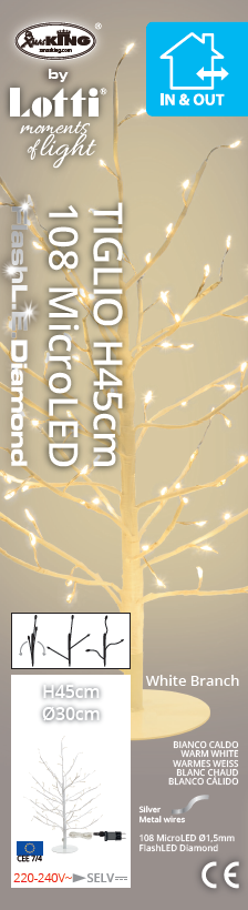 ALBERO RAMO TIGLIO BIANCO H45CM 108 MICROLED BIANCO CALDO