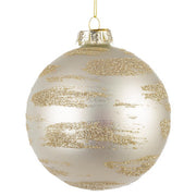 Pallina di natale a Strisce Oro e Bianco D10cm