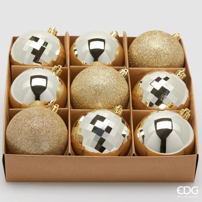 Confezione 9 Palline di natale D.8 Champagne