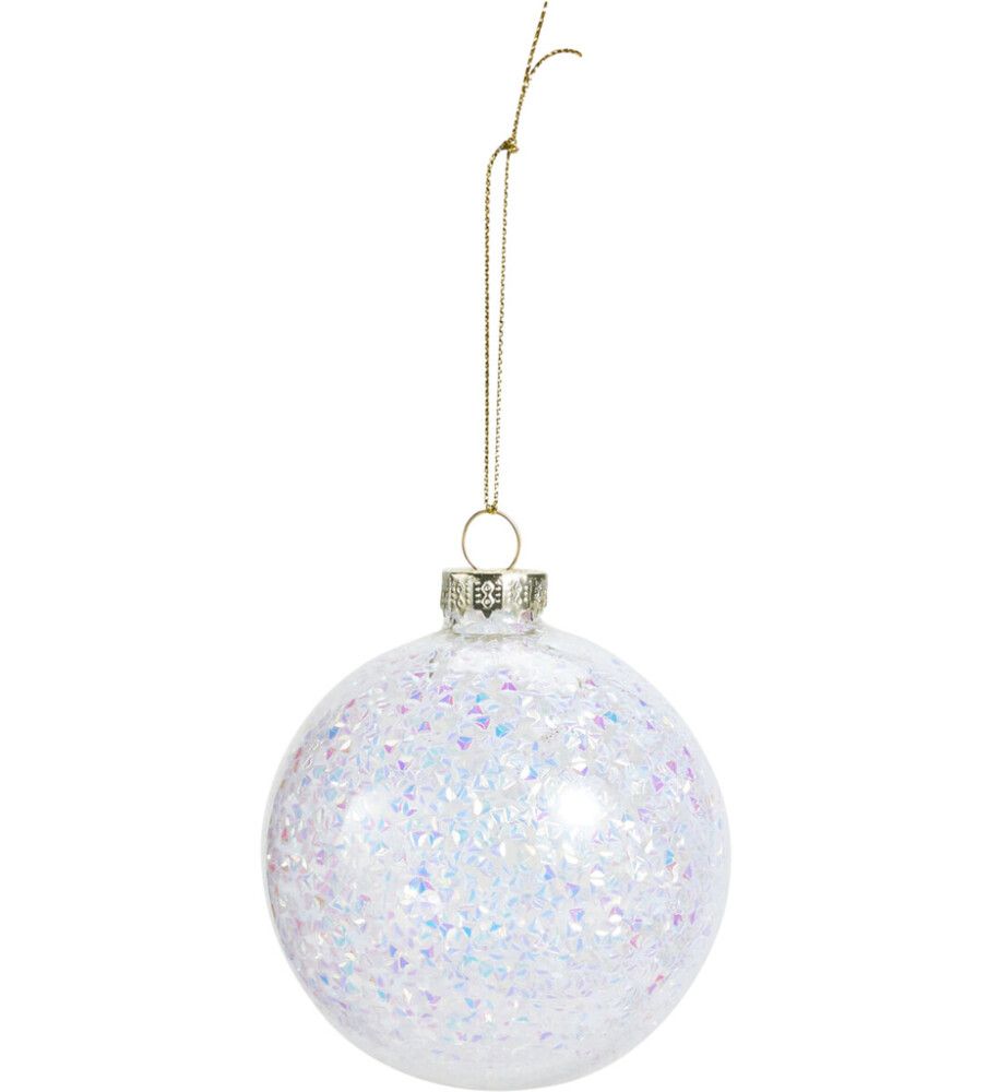 Pallina di Natale D8cm Bianco Glitter Iridescente