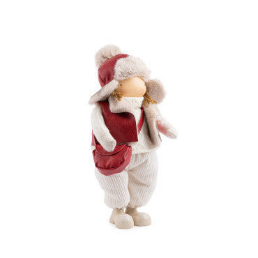 Pupazzo Natalizio Bimbo Bianco/Rosso con Borsa