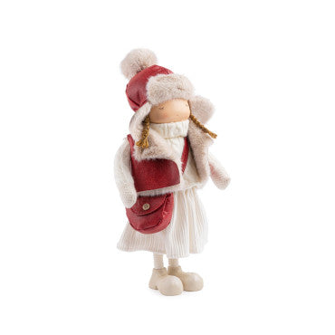 Pupazzo Natalizio Bimba Bianca/Rossa con Borsa