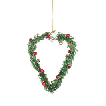 Pendaglio Cuore Rustico Verde con Bacche