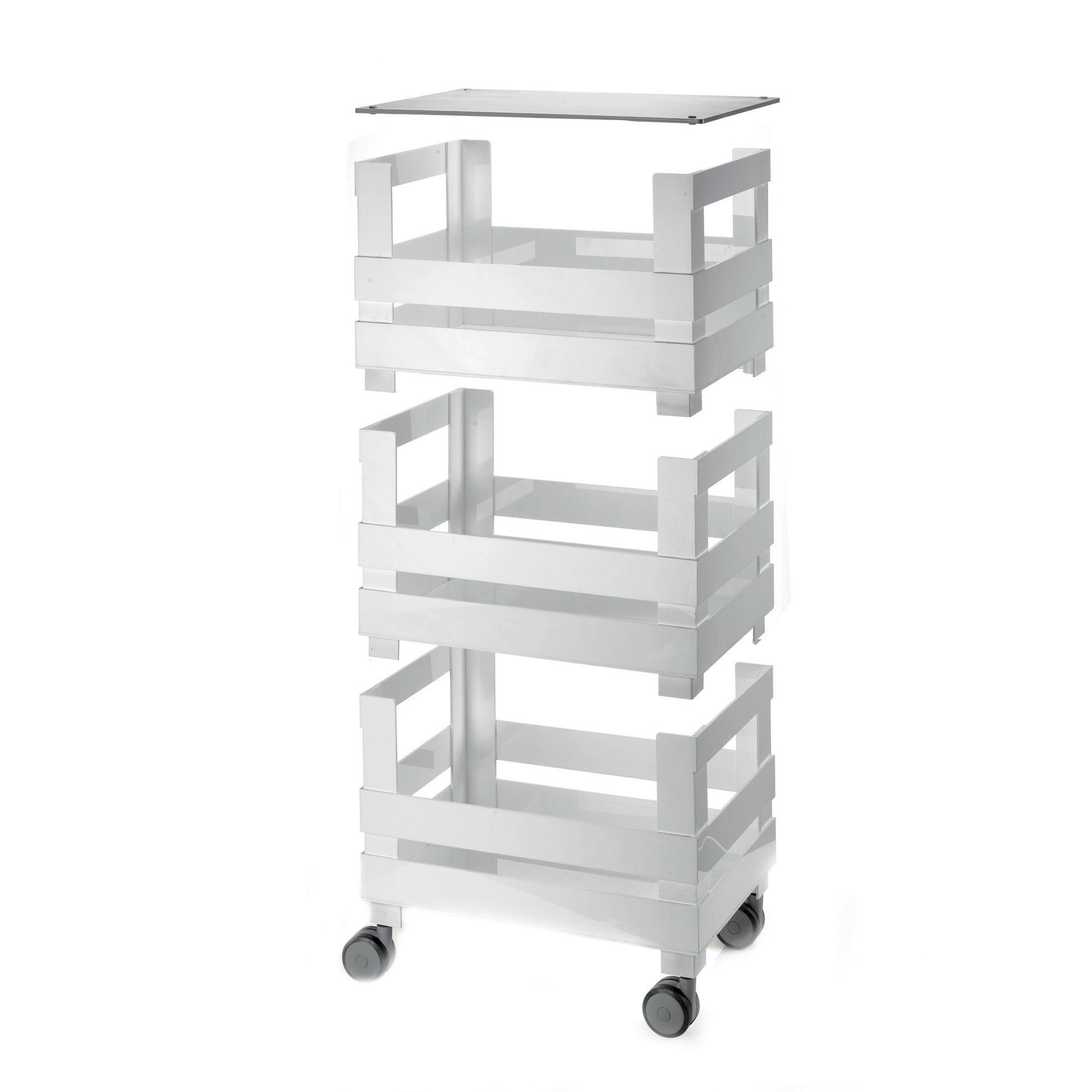 CARRELLO ORGANIZZATORE ALTO TIDY E STORE CIRCLE RICICLATO BIANCO