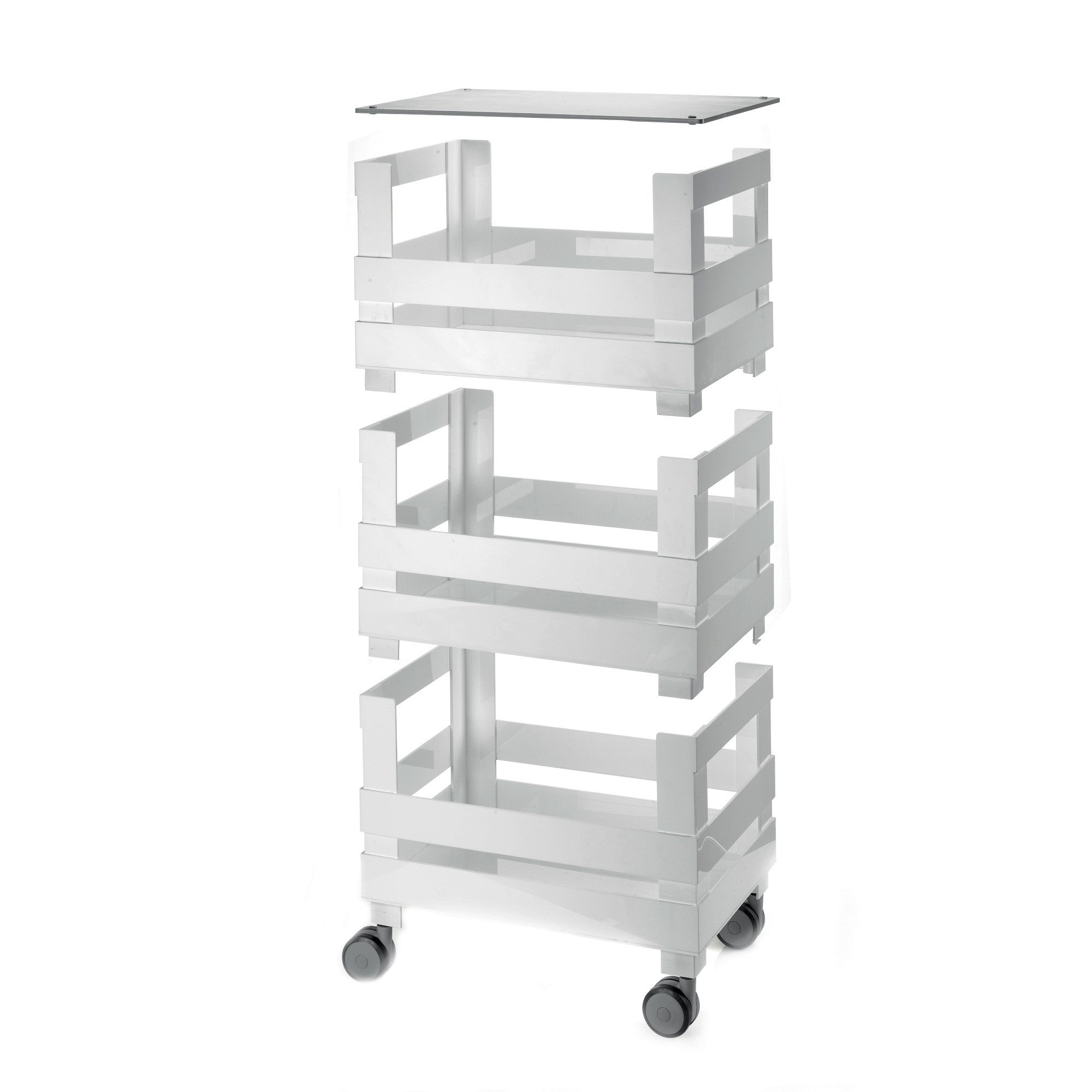 CARRELLO ORGANIZZATORE ALTO TIDY E STORE CIRCLE RICICLATO BIANCO