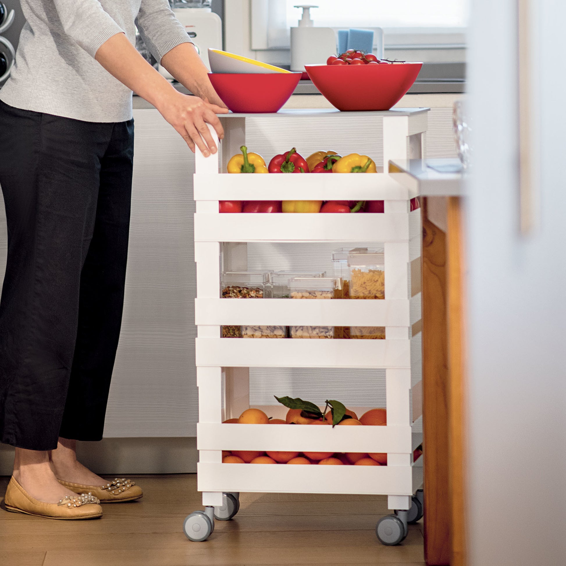 CARRELLO ORGANIZZATORE ALTO TIDY E STORE CIRCLE RICICLATO BIANCO