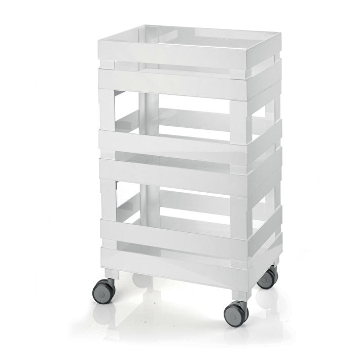 CARRELLO ORGANIZZATORE BASSO TIDY E STORE CIRCLE RICICLATO BIANCO