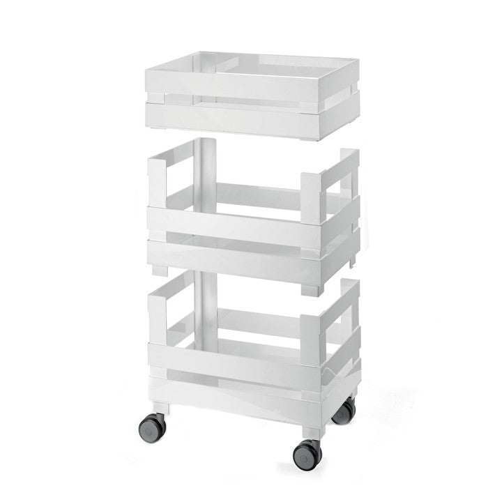 CARRELLO ORGANIZZATORE BASSO TIDY E STORE CIRCLE RICICLATO BIANCO