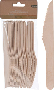 20 COLTELLI IN LEGNO NATURALE 16CM