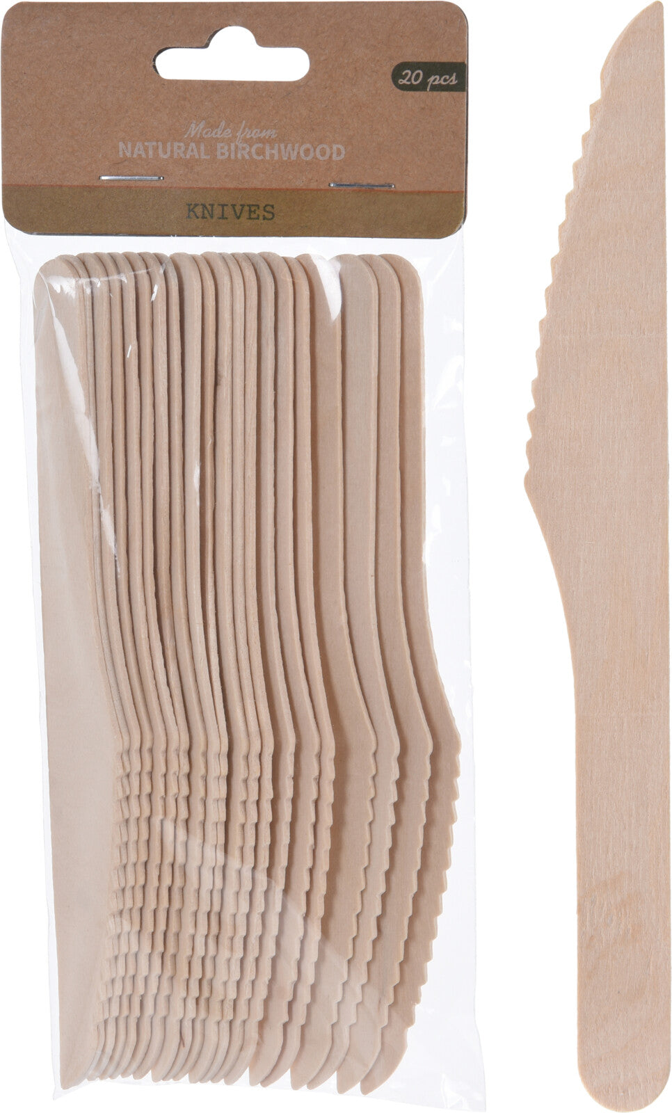 20 COLTELLI IN LEGNO NATURALE 16CM