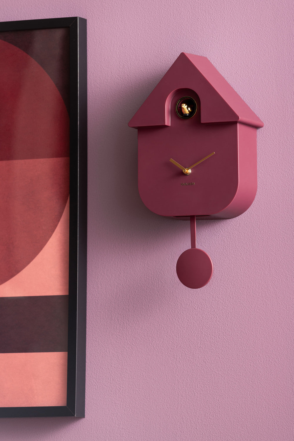 Orologio da Parete Modern Cuckoo Dark Mauve e Oro Karlsson