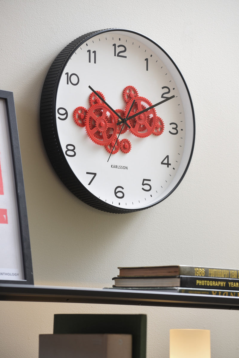 Orologio da Parete Open Gear D 40cm Nero e Rosso Karlsson