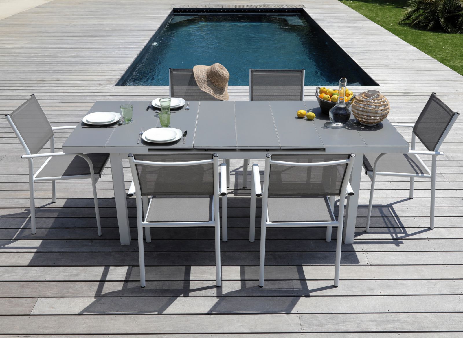 OFFERTA TAVOLO ONDINE 160/213X90 CON 4 POLTRONE DUCA BIANCO/TALPA