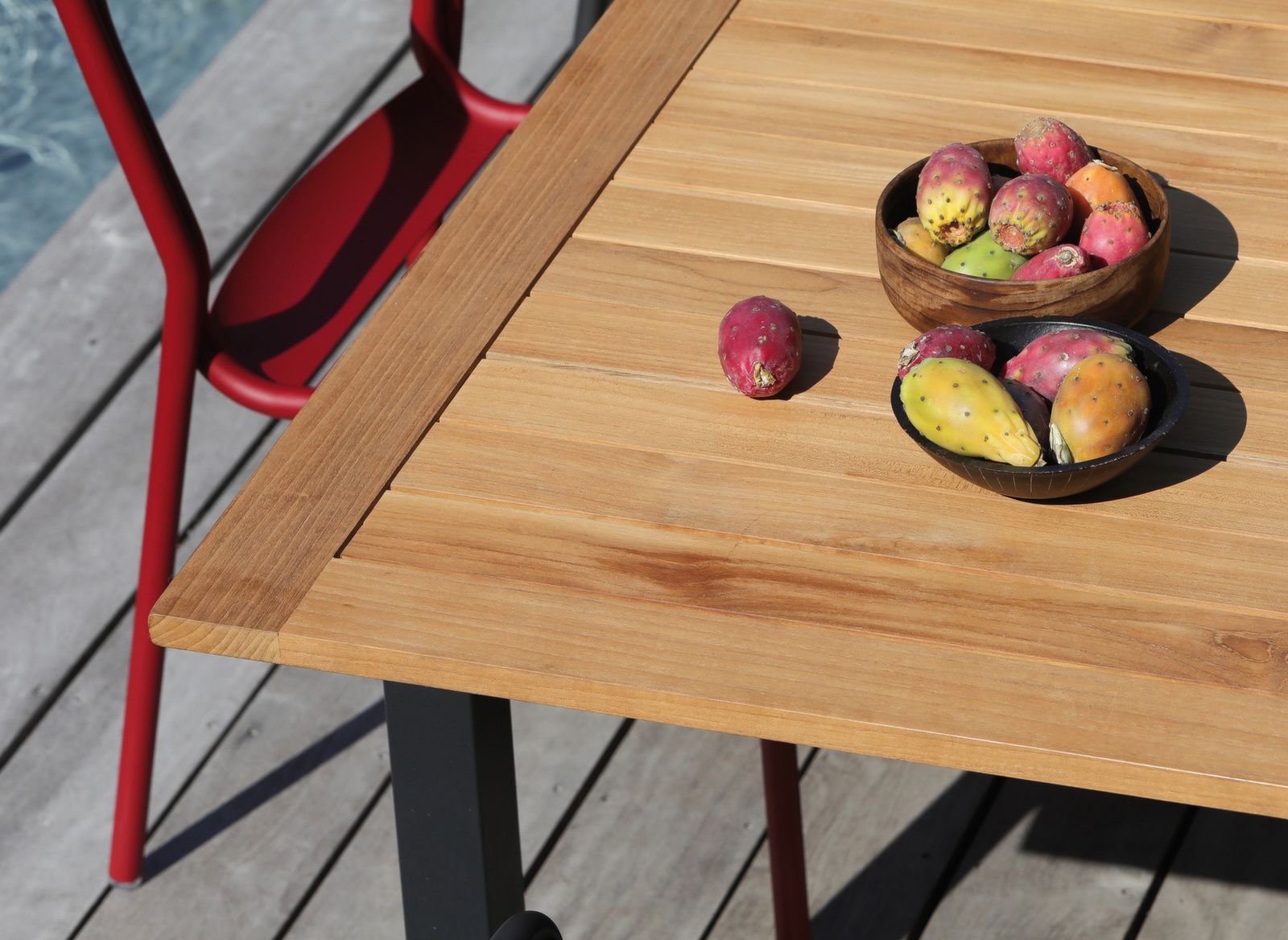 TAVOLO TEMPO ALLUNGABILE IN TEAK 180/240X100 GRIGIO