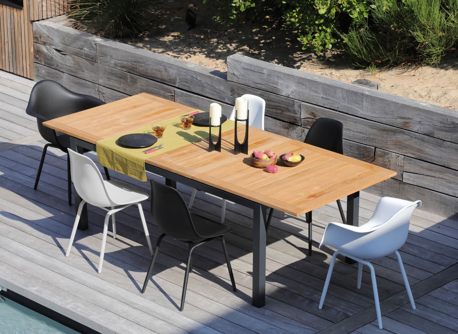 TAVOLO TEMPO ALLUNGABILE IN TEAK 180/240X100 GRIGIO