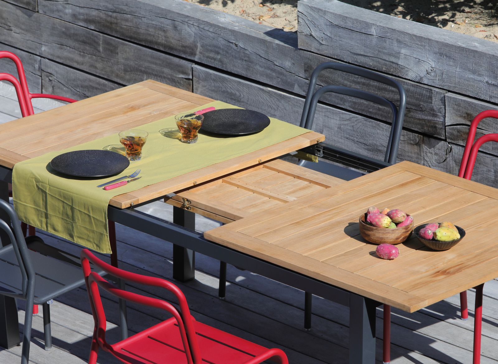 TAVOLO TEMPO ALLUNGABILE IN TEAK 180/240X100 GRIGIO