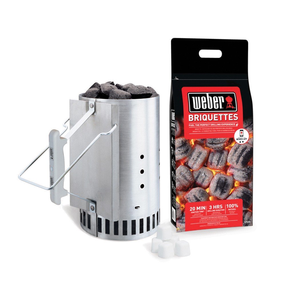 KIT CIMINIERA + 2 KG DI BRICCHETTI + 6 ACCENDIFUOCO WEBER