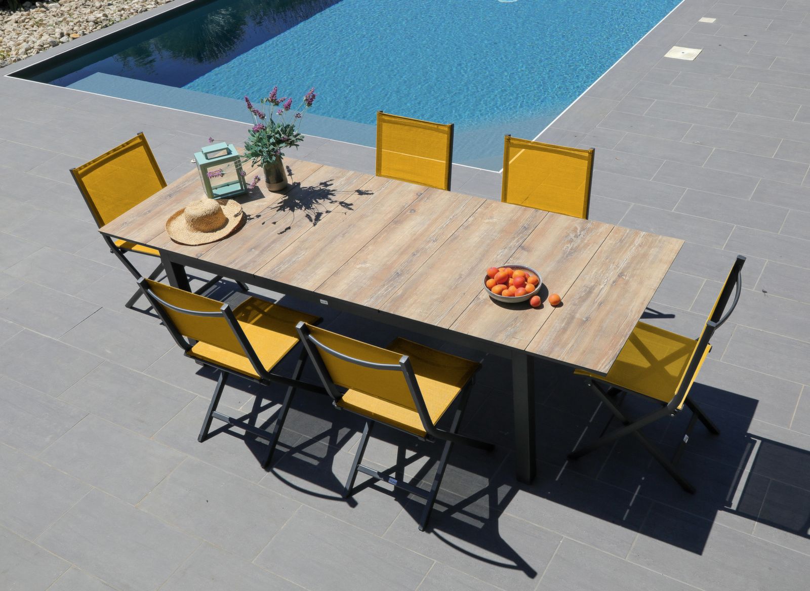 TAVOLO TAHAA ALLUNGABILE 180/240X90 GRAFITE/LEGNO