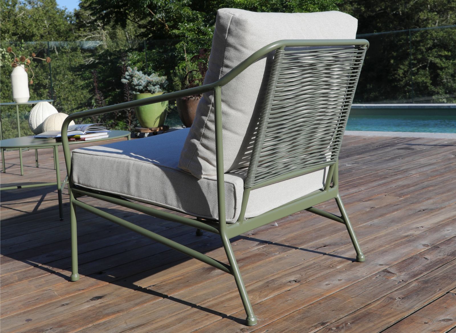 SALOTTO DA GIARDINO CON CUSCINI NOA VERDE/BEIGE