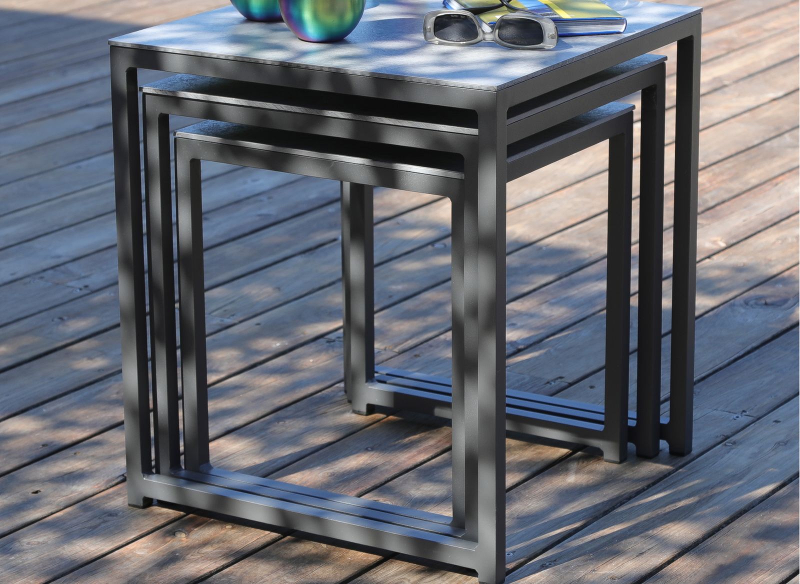 SET TAVOLINI AD INCASTRO ALU GRIGIO GIGOGNE