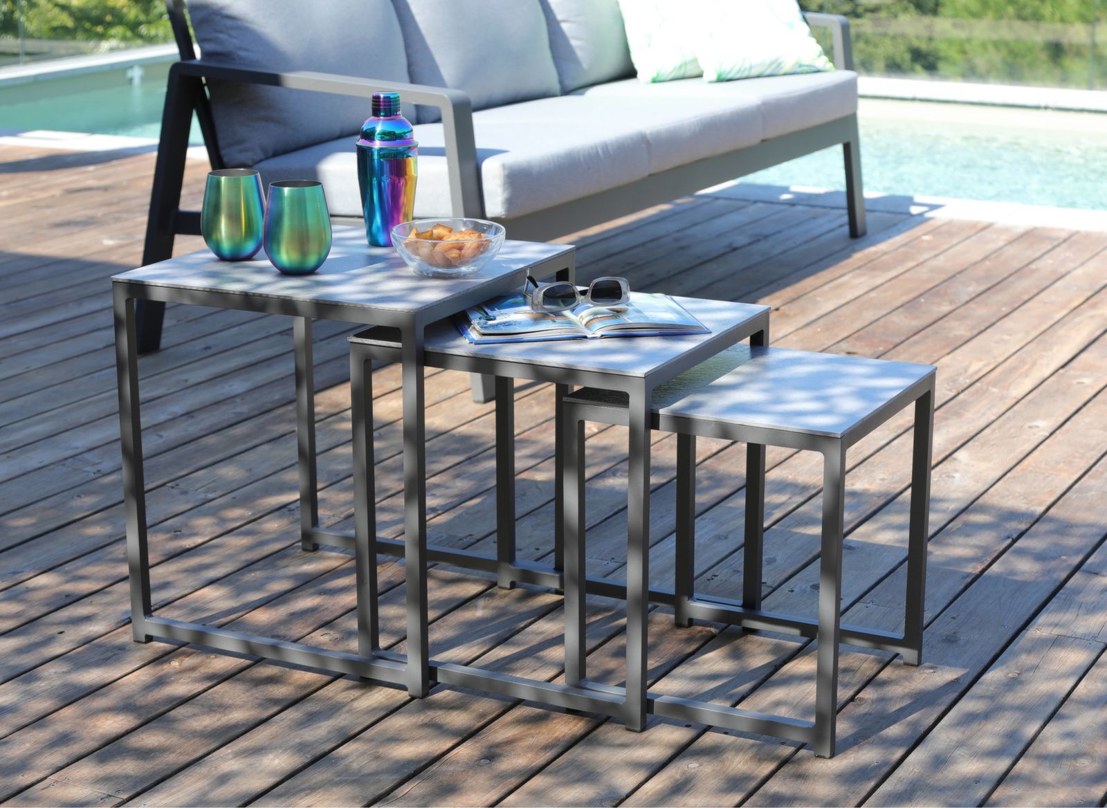 SET TAVOLINI AD INCASTRO ALU GRIGIO GIGOGNE